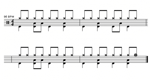 Achtelgroove mit vorgezogener Snare Achtelgroove mit vorgezogener Snare